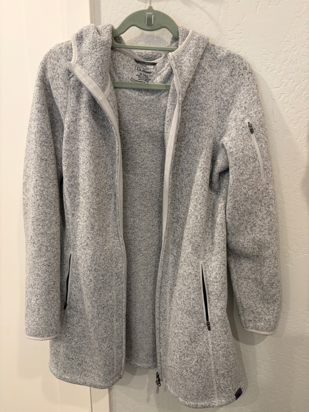L.L. Bean Light Heather Gray Hooded Zip Fleece Jacket
